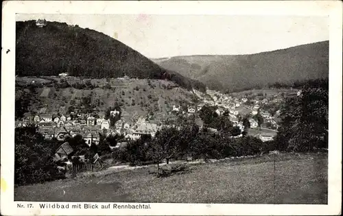 Ak Bad Wildbad im Schwarzwald, Panorama mit Blick auf das Rennbachtal