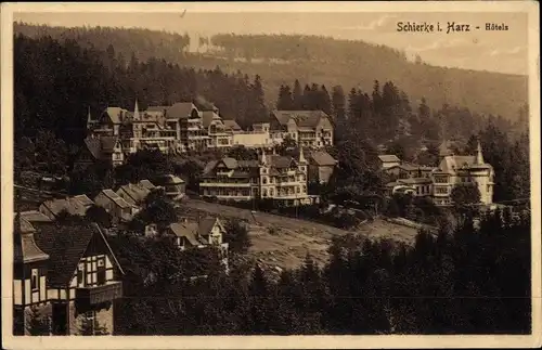 Ak Schierke Wernigerode im Harz, Hotels, Panorama