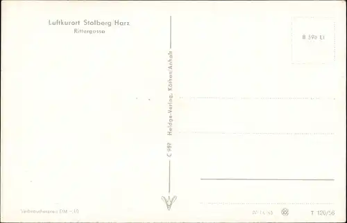 Ak Stolberg im Harz, Rittergasse, Fachwerkhäuser, Allee