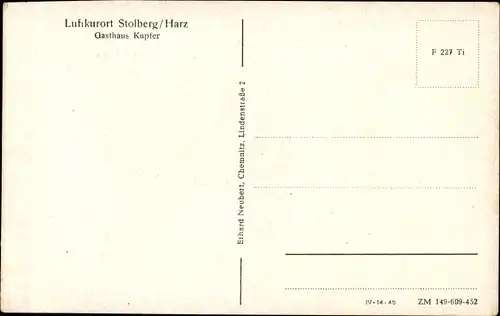 Ak Stolberg im Harz, Gasthaus Kupfer, Fachwerkhaus