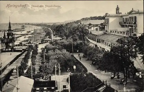 Ak Ostseebad Heringsdorf auf Usedom, Strand vom Strand-Casino