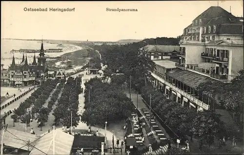 Ak Ostseebad Heringsdorf auf Usedom, Strandpanorama