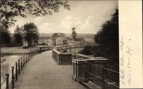 Ak Tambach Dietharz in Thüringen, Gothaer Talsperre, Sperrmauer mit Wärterhaus