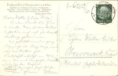 Ak Wünschendorf an der Elster, Fuchsmühle