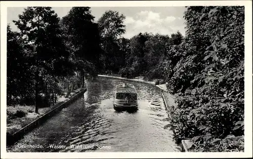 Ak Grünheide in der Mark, Wasser, Wald und Sonne, Dampfer