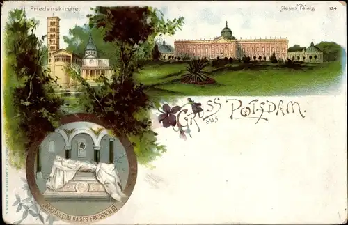 Litho Potsdam in Brandenburg, Friedenskirche, Neues Palais, Mausoleum