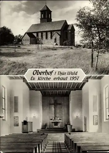 Ak Oberhof im Thüringer Wald, Evangelische Kirche, Außenansicht, Blick auf den Altar