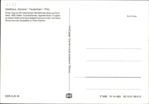 Ak Tautenhain in Thüringen, Gasthof Kanone