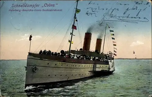 Ak Schnelldampfer Cobra, HAPAG, Seebäderdienst