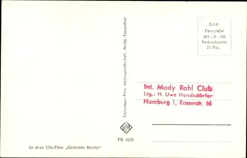 Ak Schauspielerin Mady Rahl, Portrait, Autogramm