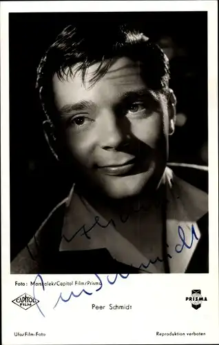 Ak Schauspieler Peer Schmidt, Portrait, Autogramm