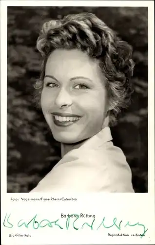 Ak Schauspielerin Barbara Rütting, Portrait, Autogramm