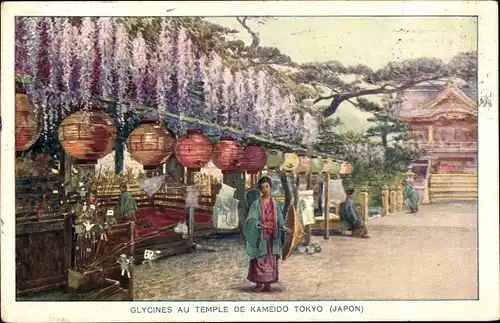 Künstler Ak Tokio Präf. Tokio Japan, Glycines au temple de Kameido