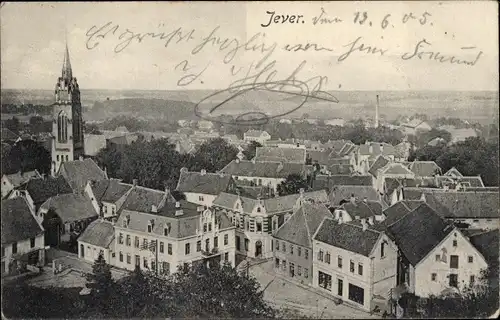 Ak Jever in Oldenburg Friesland, Blick auf den Ort, Kirchturm