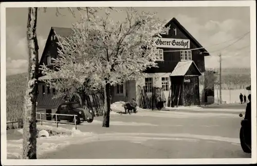 Ak Schellerhau Altenberg Osterzgebirge, Oberer Gasthof, Winterpartie