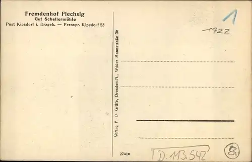 Ak Kipsdorf Altenberg im Erzgebirge, Fremdenhof Flechsig