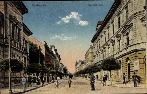 Ak Szabadka Subotica Serbien, Kossuth utca, Straßenpartie