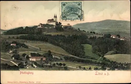 Ak Linz an der Donau Oberösterreich, Panorama mit Pöstlingberg