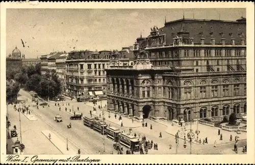 Ak Wien 1 Innere Stadt, Opernring, Staatsoper, Straßenbahnen