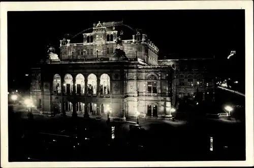 Ak Wien 1 Innere Stadt, Beleuchtete Oper