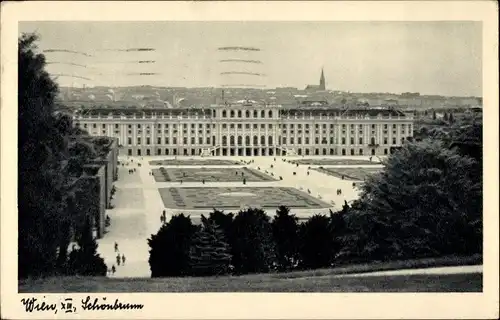 Ak Wien XIII. Hietzing, Schönbrunn, Blick auf den Ort, Schloss, Garten