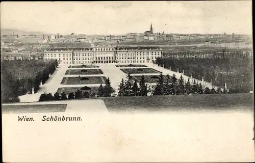 Ak Wien XIII. Hietzing, Schönbrunn, Blick auf den Ort, Schloss, Garten