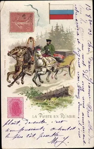 Briefmarken Litho Russland, La Poste en Russie, Russischer Briefträger