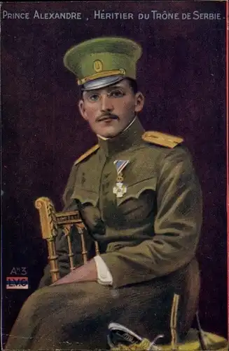 Künstler Ak Kronprinz Alexander von Serbien, Portrait