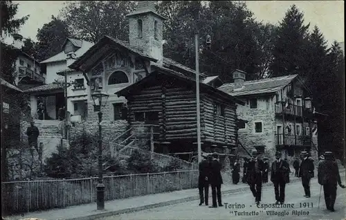 Ak Torino Piemonte, Esposizione, Villaggio Alpino, Hütte