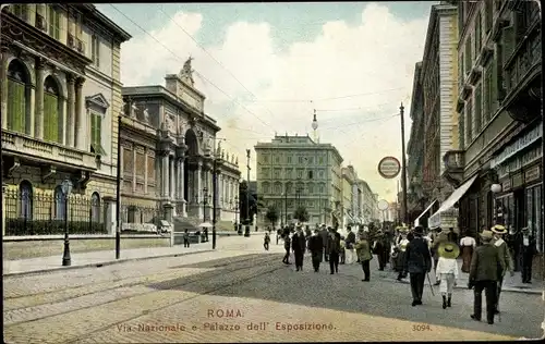 Ak Roma Rom Lazio, Via Nazionale, Palazzo delle Esposizione