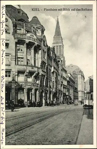 Ak Kiel, Fleethörn mit Blick auf das Rathaus