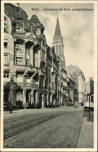 Ak Kiel, Fleethörn mit Blick auf das Rathaus