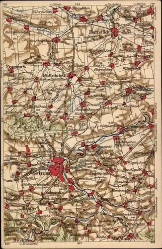 Landkarten Ak Weimar, Goldbach, Buttstädt, Buttelstadt, Magdala