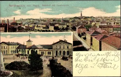 Ak Nordhausen in Thüringen, Bahnhof mit Totalansicht