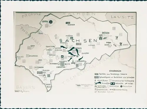 Landkarten Ak Sachsen, Dresden, Gera, Zschopau, Lausitz, Thüringen, Bayern, Tschechoslowakei