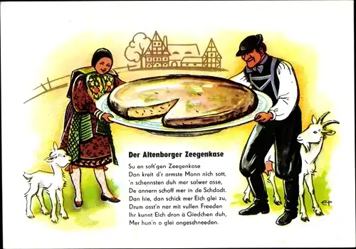 Künstler Ak Der Altenborger Zeegenkse, Altenburger Ziegenkäse