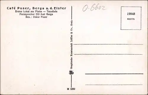 Ak Berga an der Elster Thüringen, Café Poser