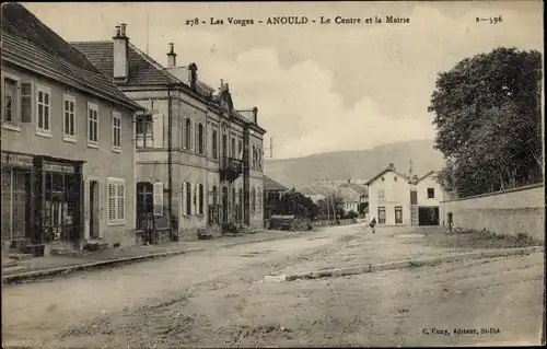 Ak Anould Vosges, Le Centre et la Mairie