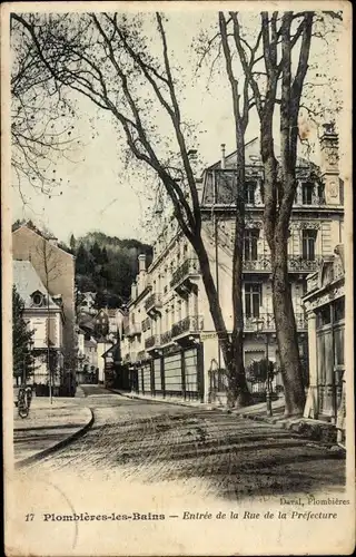 Ak Plombières les Bains Lothringen Vosges, Entree de la Rue de la Prefecture