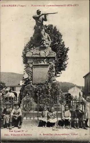 Ak Granges Vosges, Monument commemoratif 1870-1871