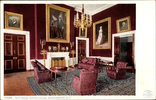 Ak Washington DC USA, The White House, Red Room