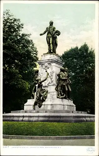 Ak Washington DC USA, Lafayette Park, Lafayette Statue