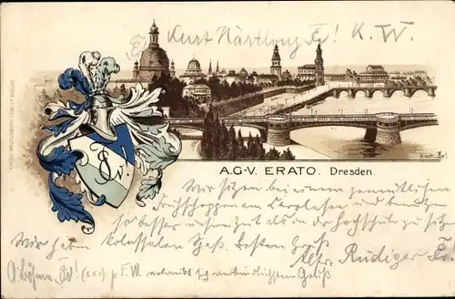 Studentika Präge Litho Dresden Zentrum Altstadt, AGV Erato, Stadtansicht
