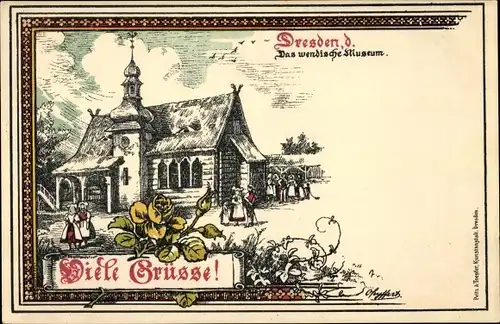 Künstler Litho Seyffert, O., Dresden Zentrum Altstadt, Das wendische Museum, Trachten