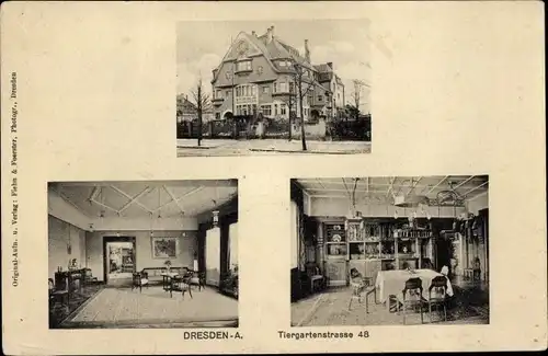 Ak Dresden Zentrum Altstadt, Tiergartenstraße 48, Gasthaus, Innenansicht