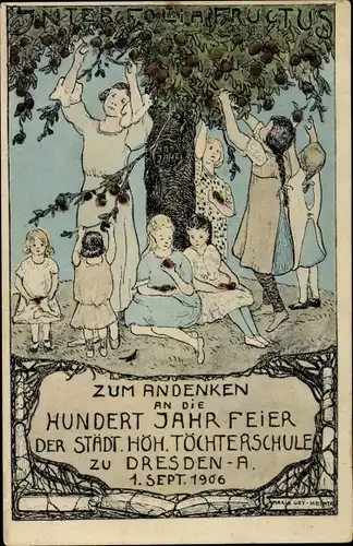 Künstler Ak Dresden Zentrum Altstadt, 100 Jahrfeier d. städtischen Höheren Töchterschule 1906