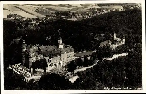 Ak Książ Fürstenstein Wałbrzych Waldenburg Schlesien, Blick auf das Schloss, Fliegeraufnahme