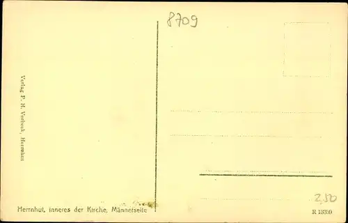 Ak Herrnhut Sachsen, Inneres der Kirche, Männerseite