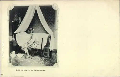 Ak Les Saisons, le Petit Coucher, Frau wäscht ihre Füße