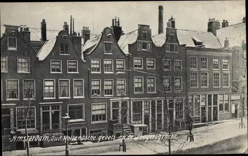 Ak Amsterdam Nordholland Niederlande, Oud. Hollandsche gevels op de Looyersgracht, Winter